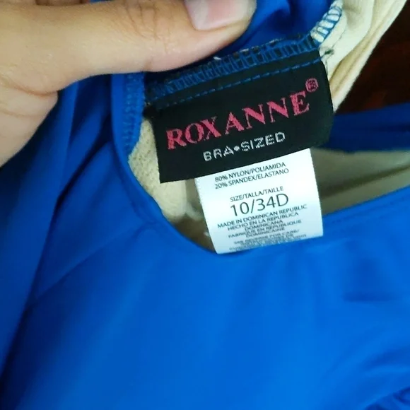 Roxanne Blue Cinch Waist Middle One Piece Swimsuit Size 10/ 34D - Picture 12 of 12